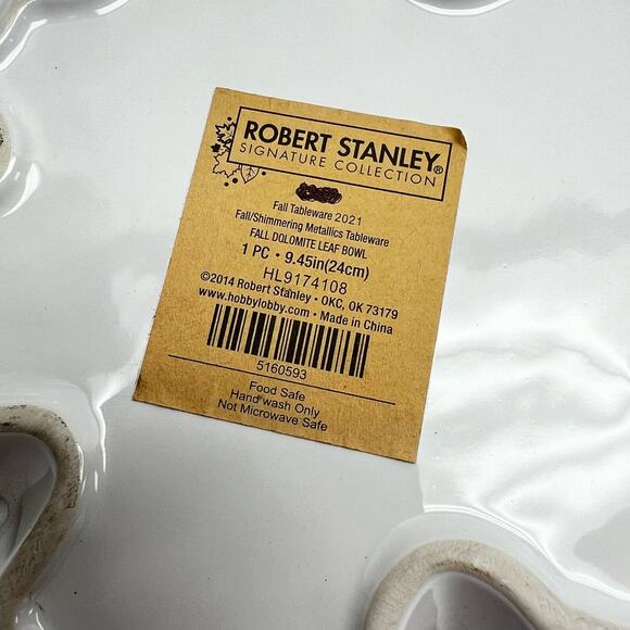 Robert Stanley Collection Fall Tableware Ceramic Leaf Dish Ivory With Gold Trim - Picture 4 of 8